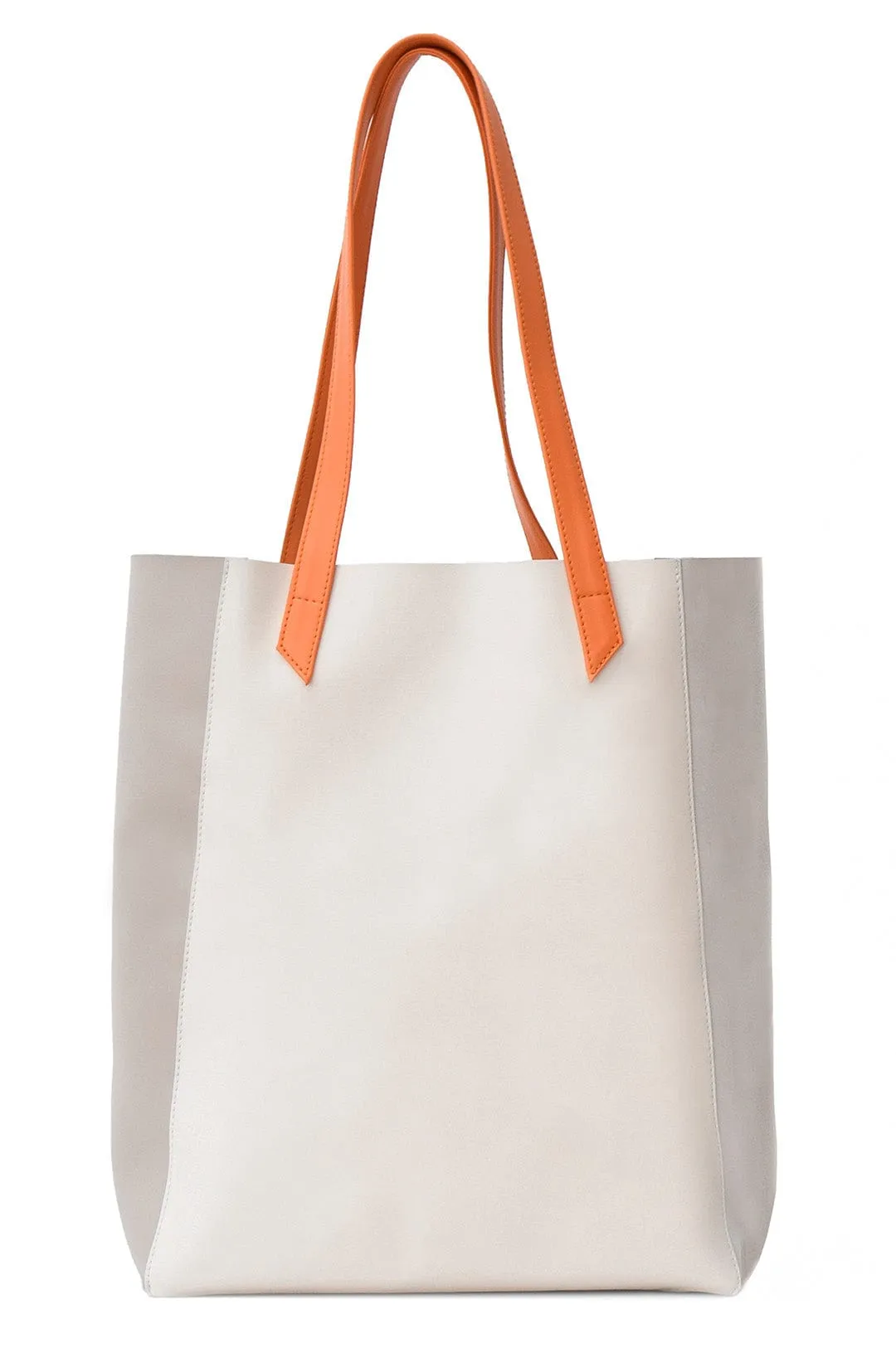 Basic Vegan Leather Everyday Tote Bag | Tricolor Orange