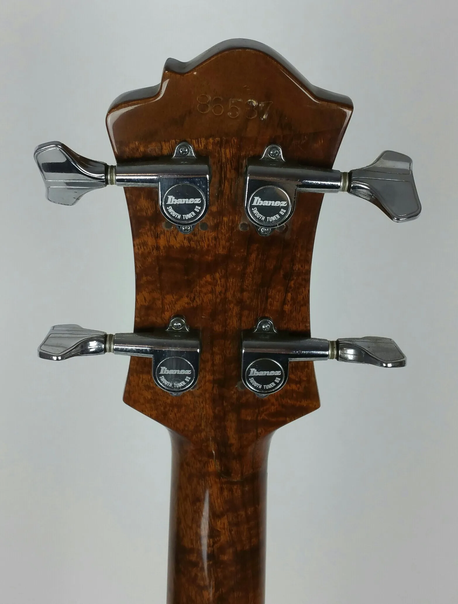 B.C. Rich Mockingbird bass (1980), koa w/maple stringers, headstock repair