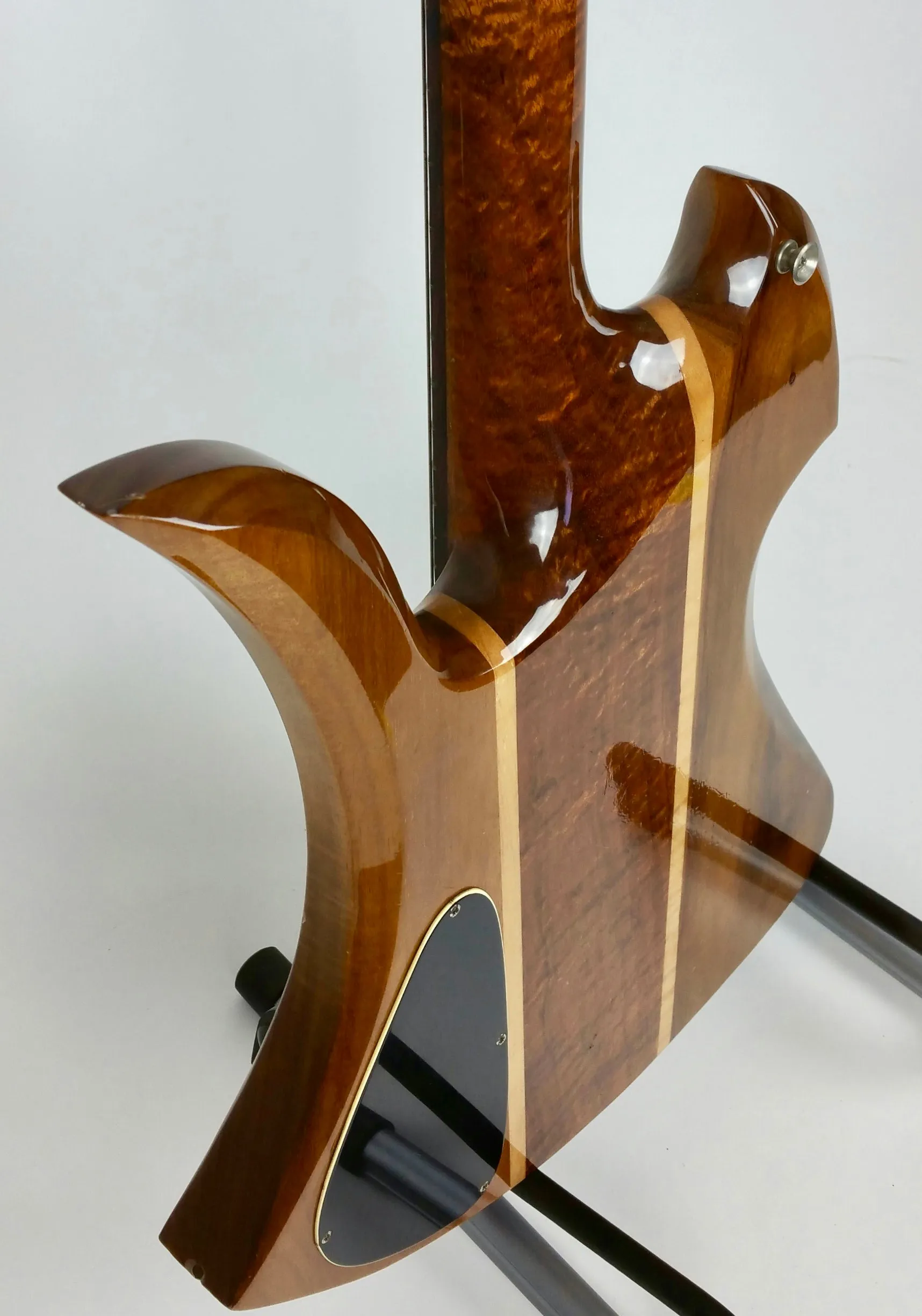 B.C. Rich Mockingbird bass (1980), koa w/maple stringers, headstock repair