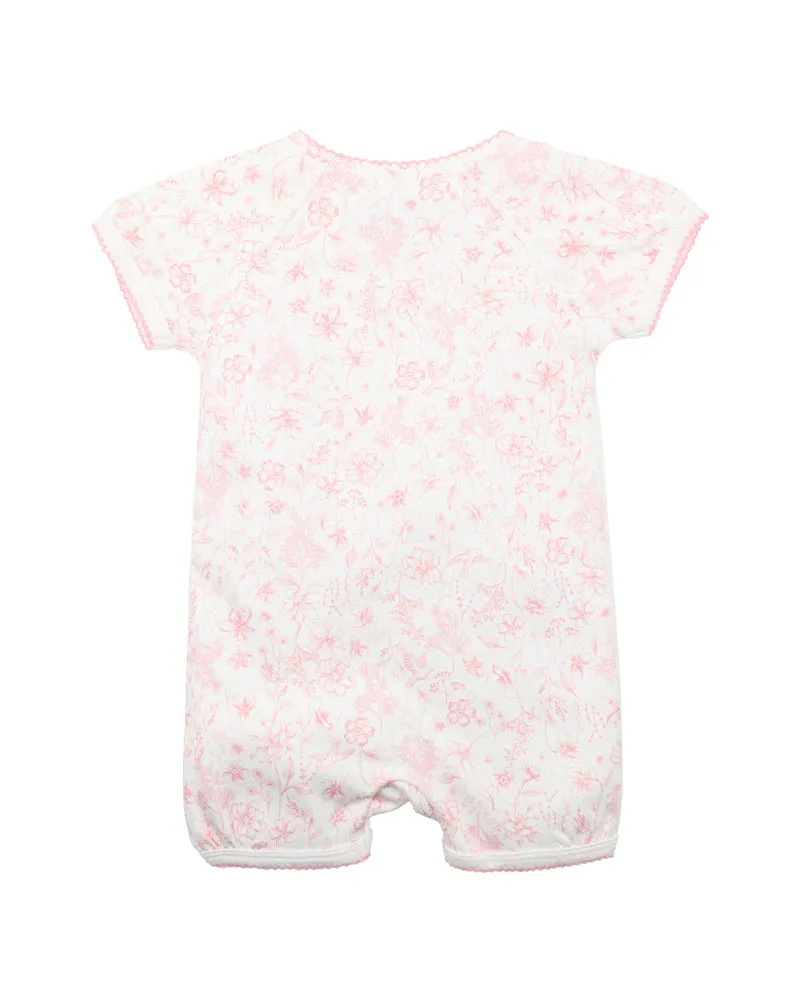 BEBE EVIE TOILE PRINT SS WRAP ROMPER