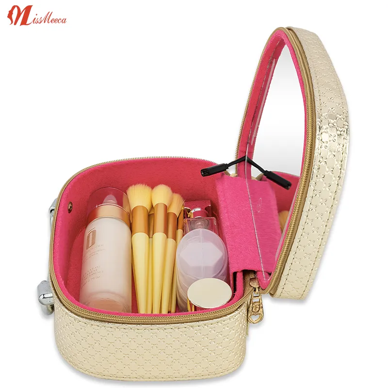 Big Beauty  Led Cosmetic Case With Mirrors Sets Professional Lighted Makeup Bag Mirror