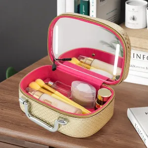 Big Beauty  Led Cosmetic Case With Mirrors Sets Professional Lighted Makeup Bag Mirror