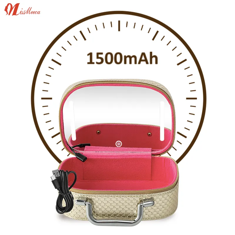 Big Beauty  Led Cosmetic Case With Mirrors Sets Professional Lighted Makeup Bag Mirror