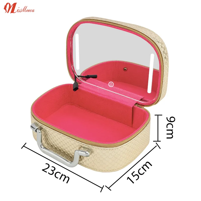 Big Beauty  Led Cosmetic Case With Mirrors Sets Professional Lighted Makeup Bag Mirror