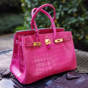 Birkin Travel Bag - Pink Crocodile