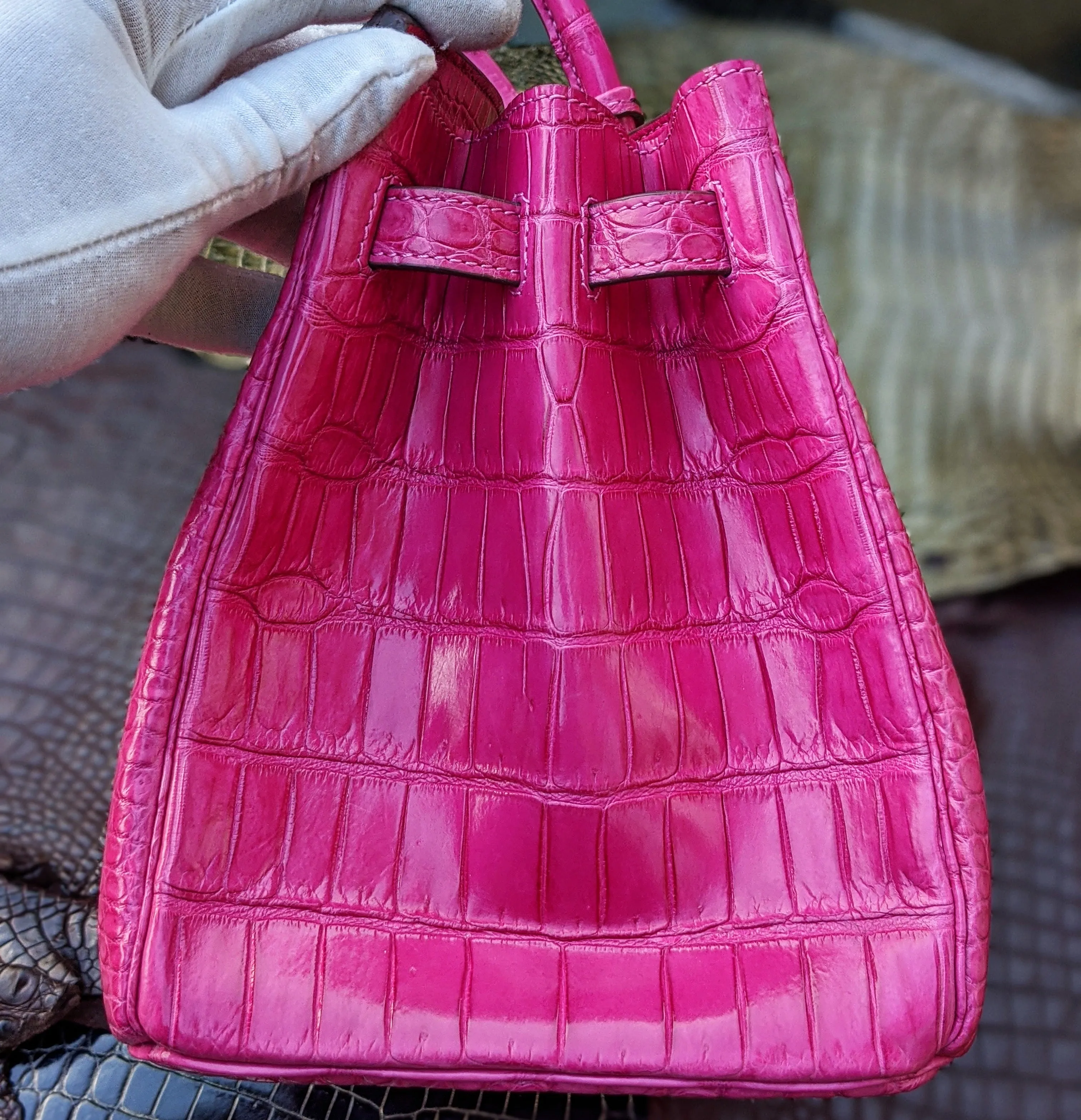 Birkin Travel Bag - Pink Crocodile