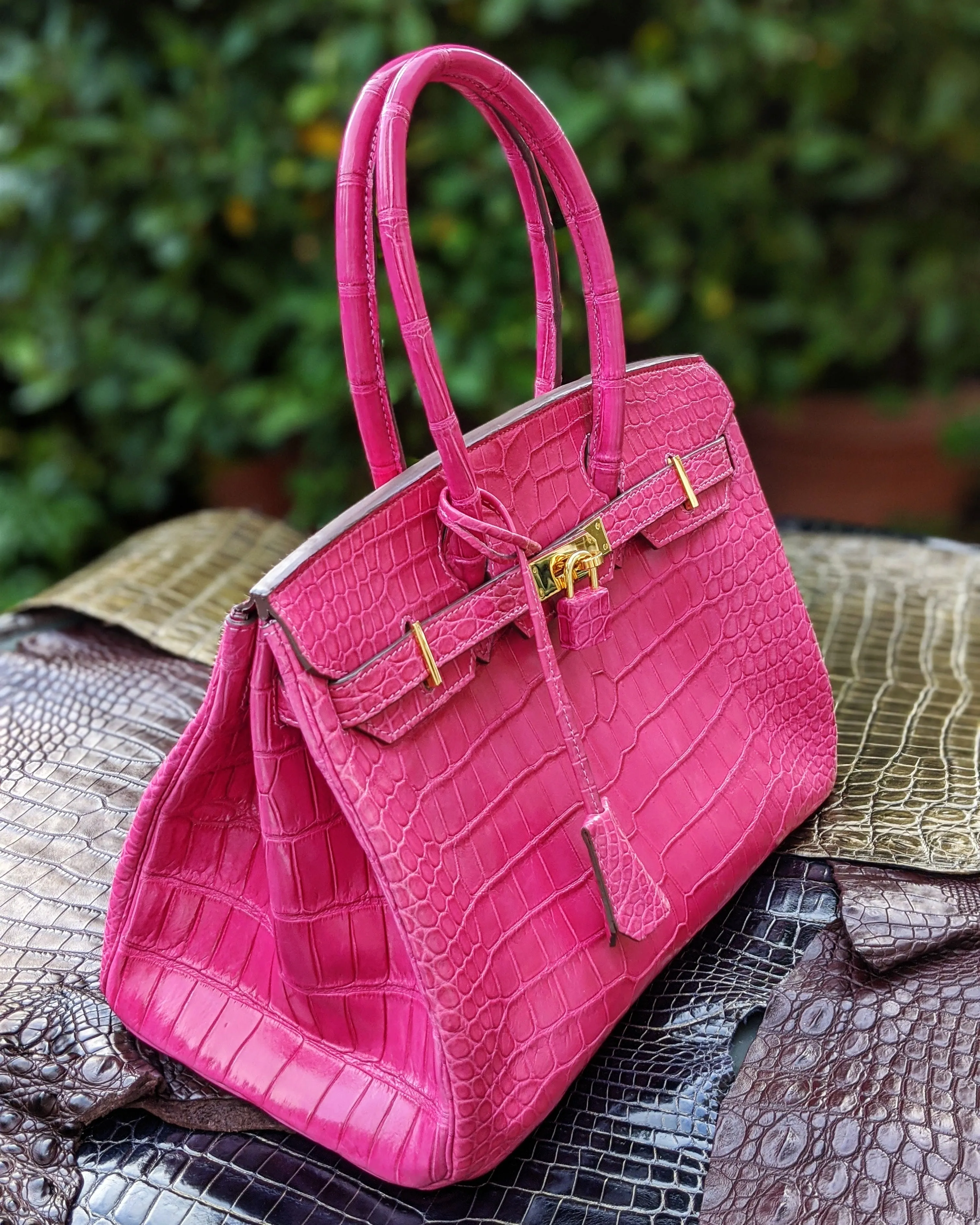 Birkin Travel Bag - Pink Crocodile