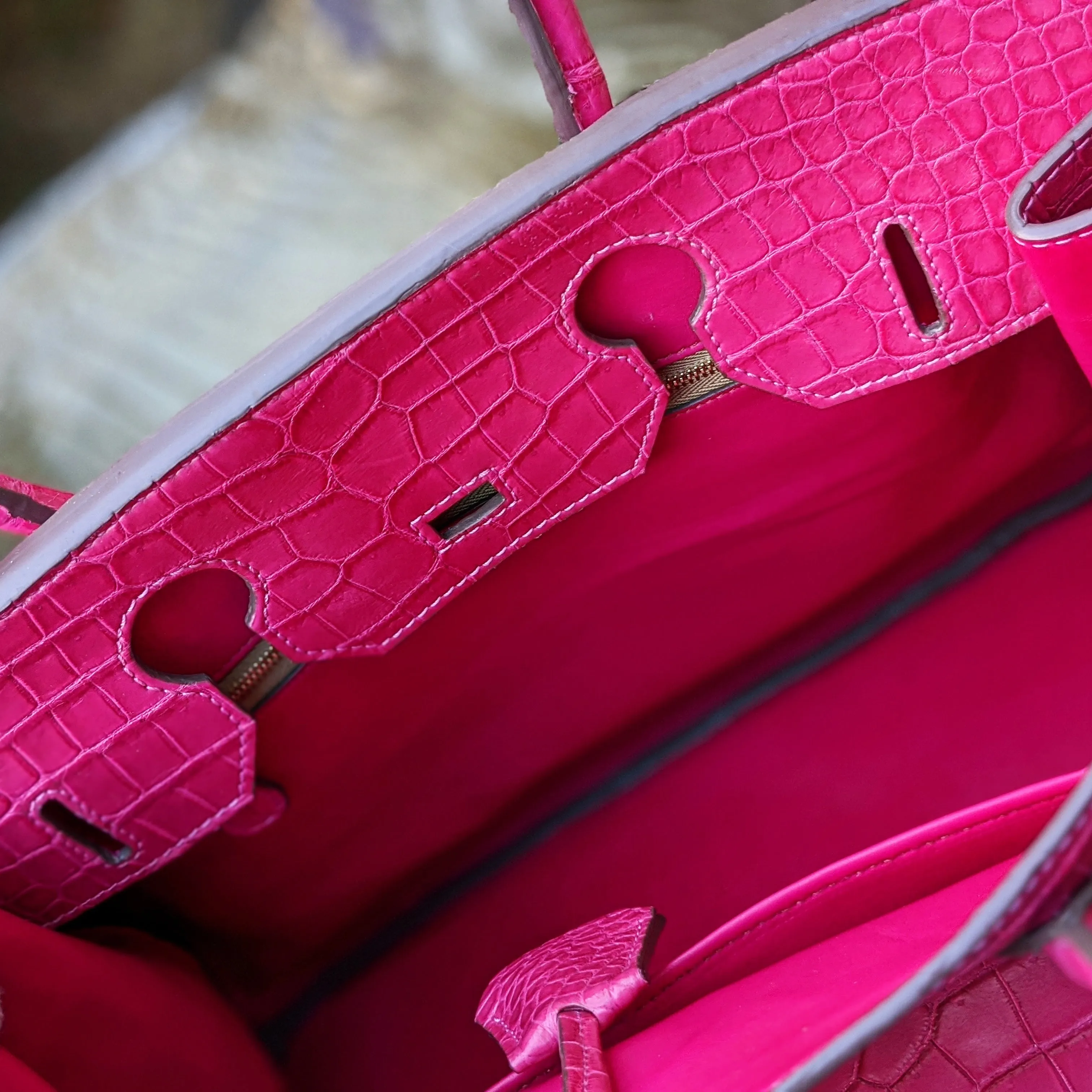 Birkin Travel Bag - Pink Crocodile
