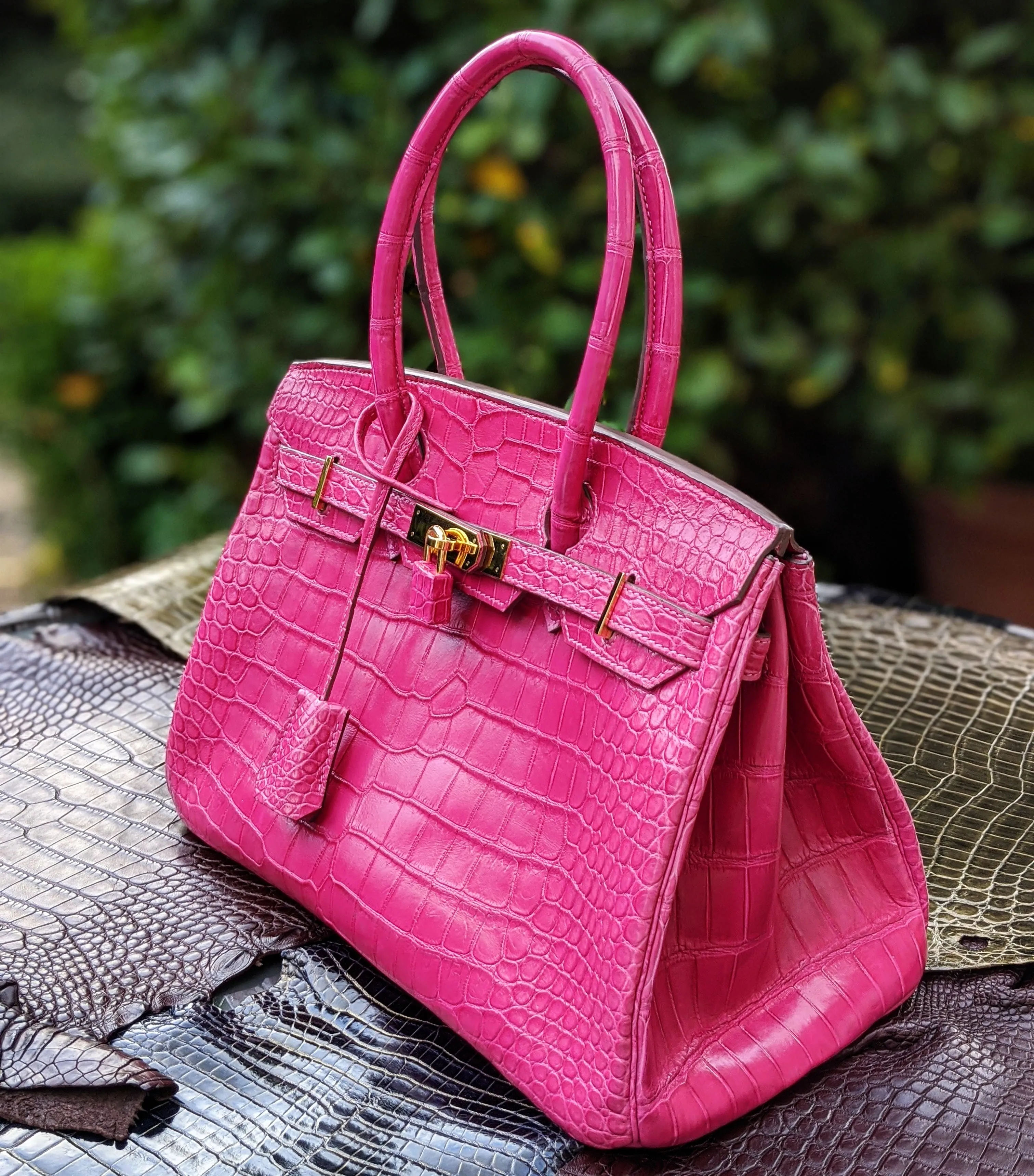 Birkin Travel Bag - Pink Crocodile
