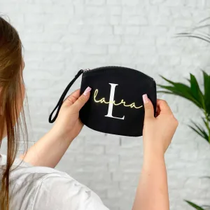 Black And Gold Personalised Make Up Bag