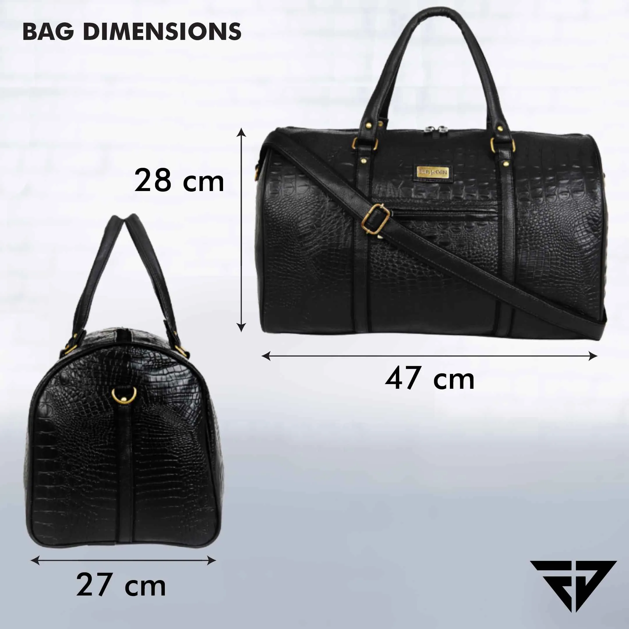 Black Croc Weekender Duffle Bag