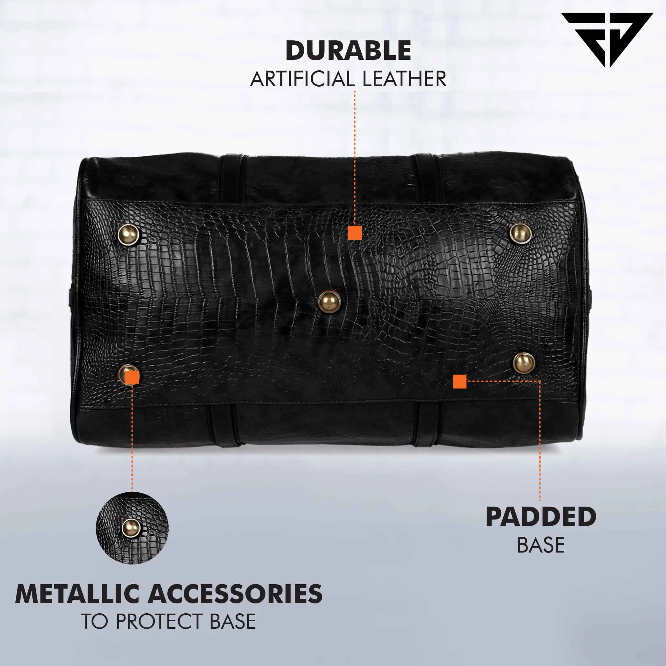 Black Croc Weekender Duffle Bag