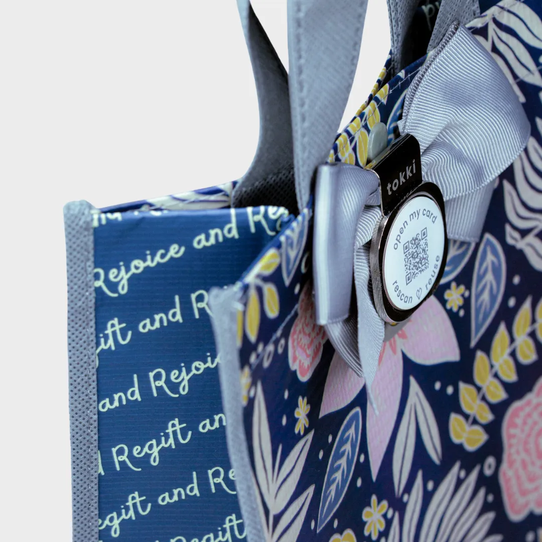 Bloom | Wine | Reusable Gift Bag   QR Greeting Card