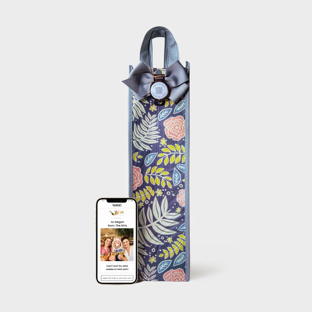 Bloom | Wine | Reusable Gift Bag   QR Greeting Card