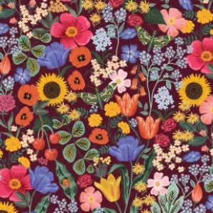 Blossom - Burgundy Digiprint -- Curio by Rifle Paper Co. for C   Steel