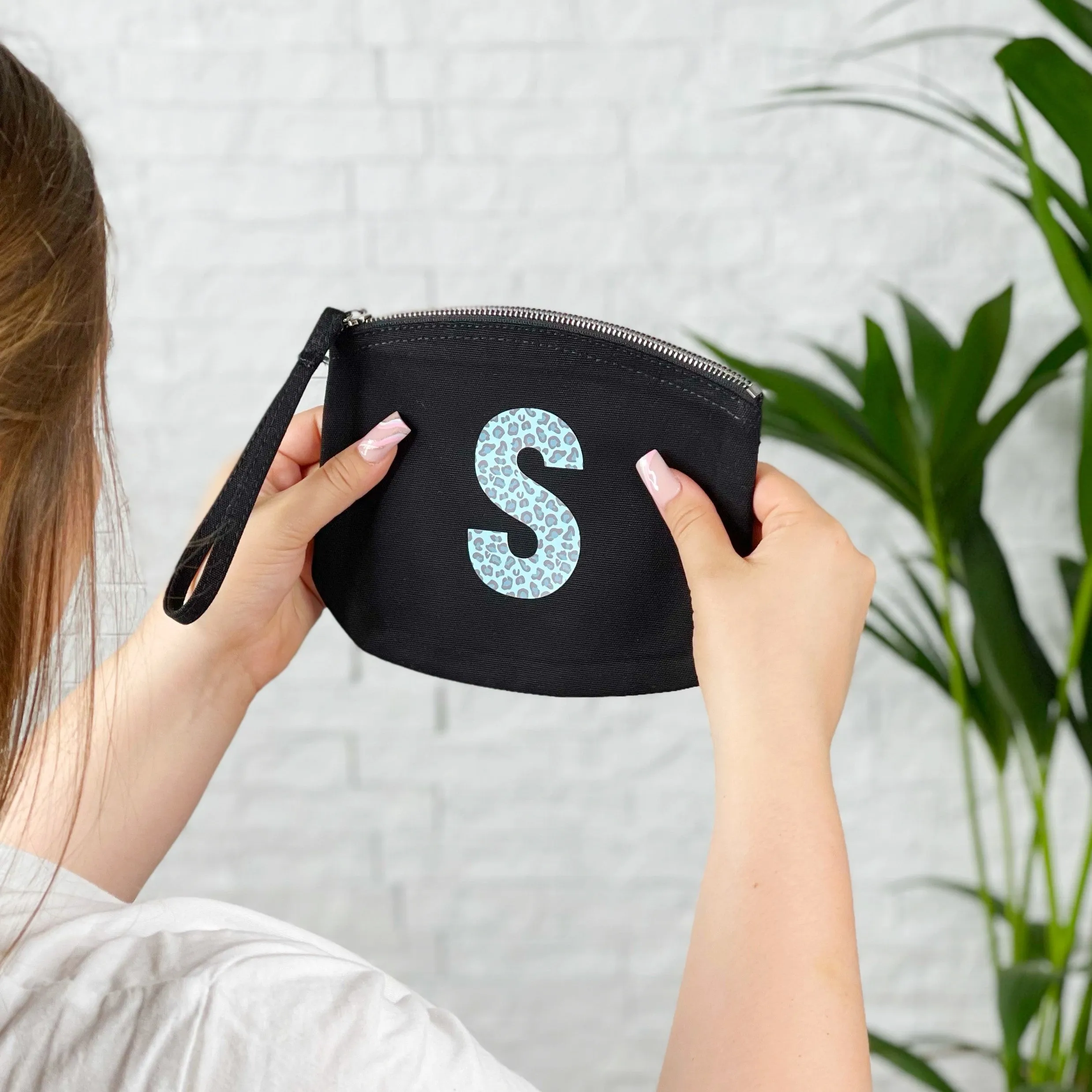 Blue Animal Print Personalised Make Up Bag