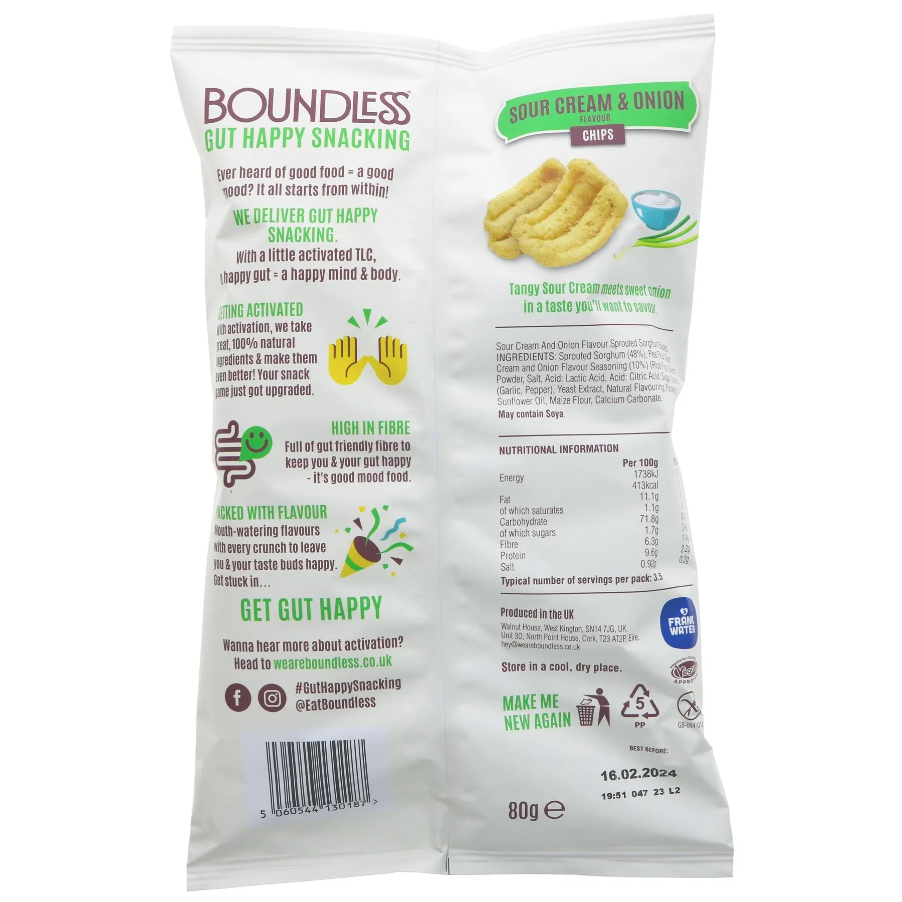 Boundless | Sour Cream & Onion Chips | 80g