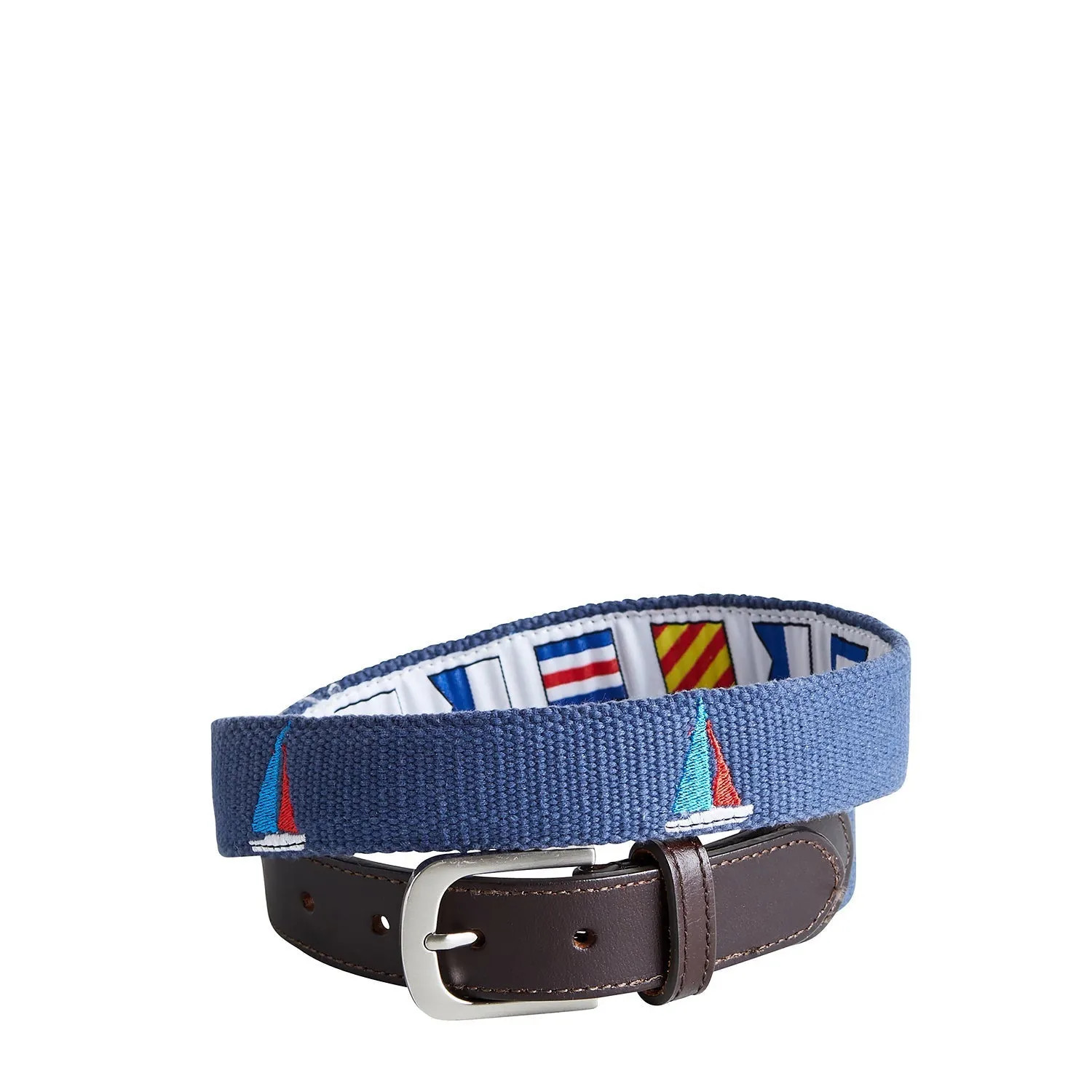 Bowsprit Belt Nantucket Navy Embroidered with Americana Sailboat
