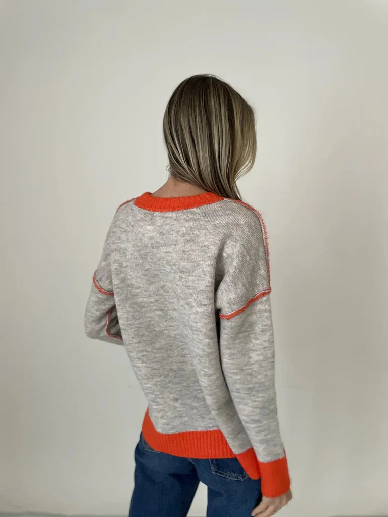 Bridget Orange Trimmed Sweater