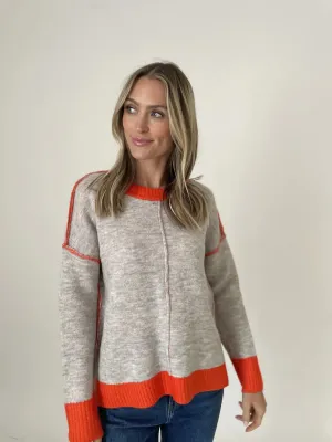 Bridget Orange Trimmed Sweater