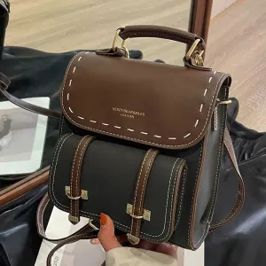 Buckle Straps Vintage Leather Backpack