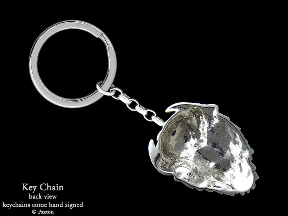 Buffalo Bison Head Key Chain / Key Ring Sterling Silver