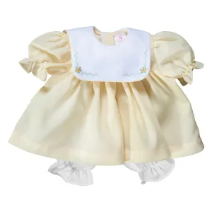 Bullion Flowers Embroidered Yellow Doll Dress w/ White Collar