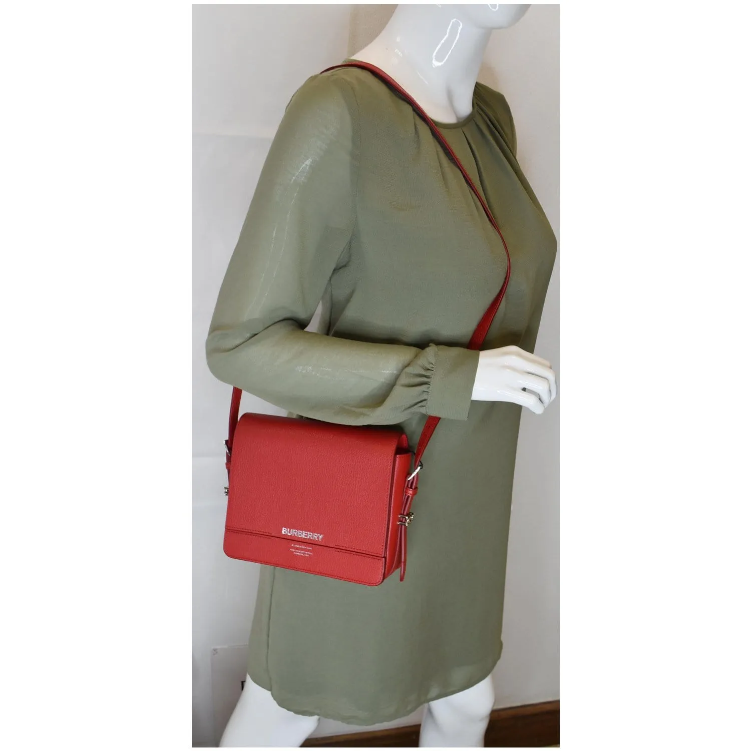 BURBERRY Small Grace Leather Shoulder Bag Red - Final Sale