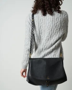 calfskin shoulder bag - noir/brass