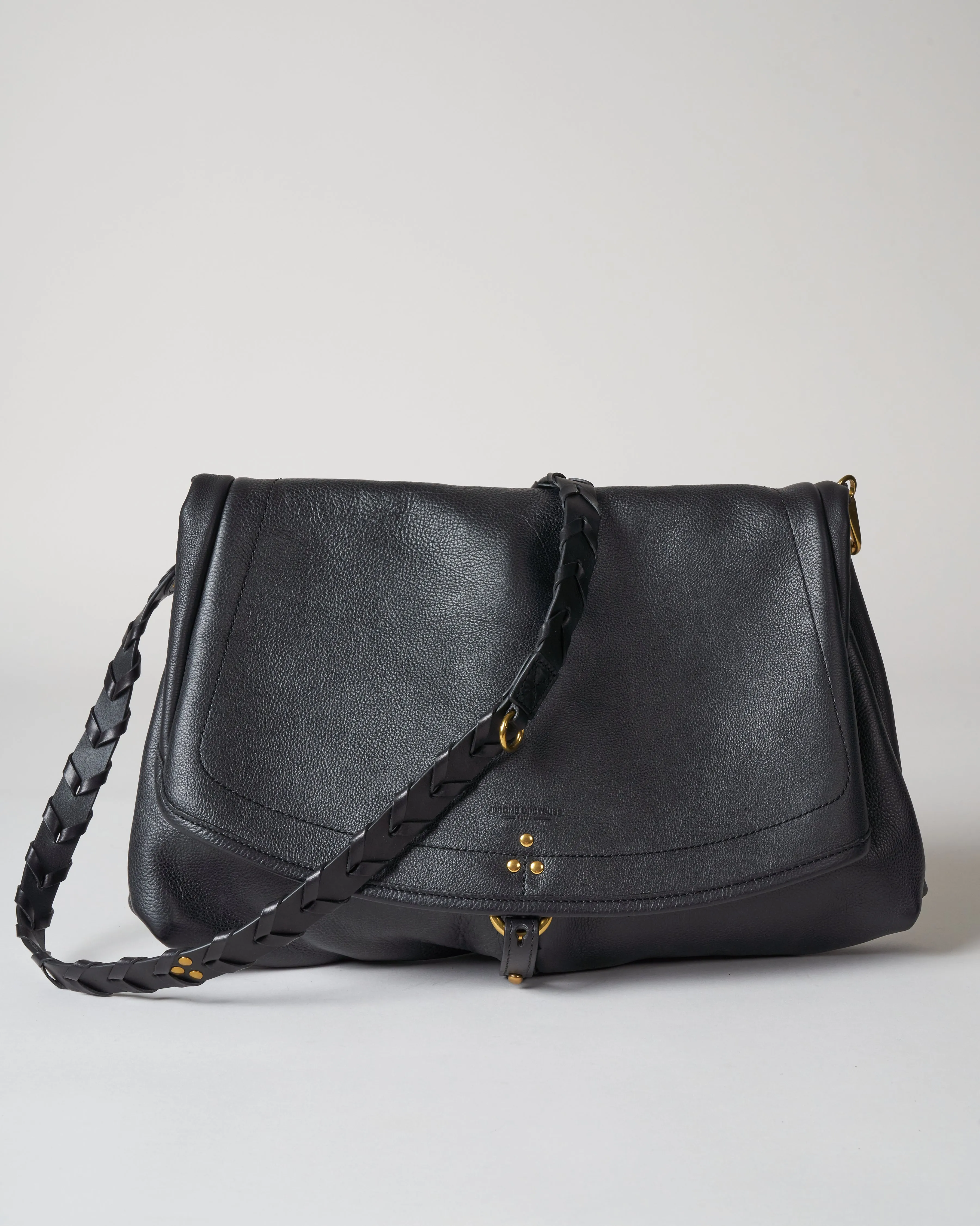 calfskin shoulder bag - noir/brass