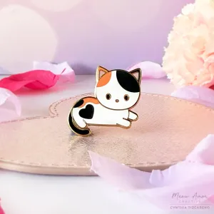 Calico Heart Cat Enamel Pin