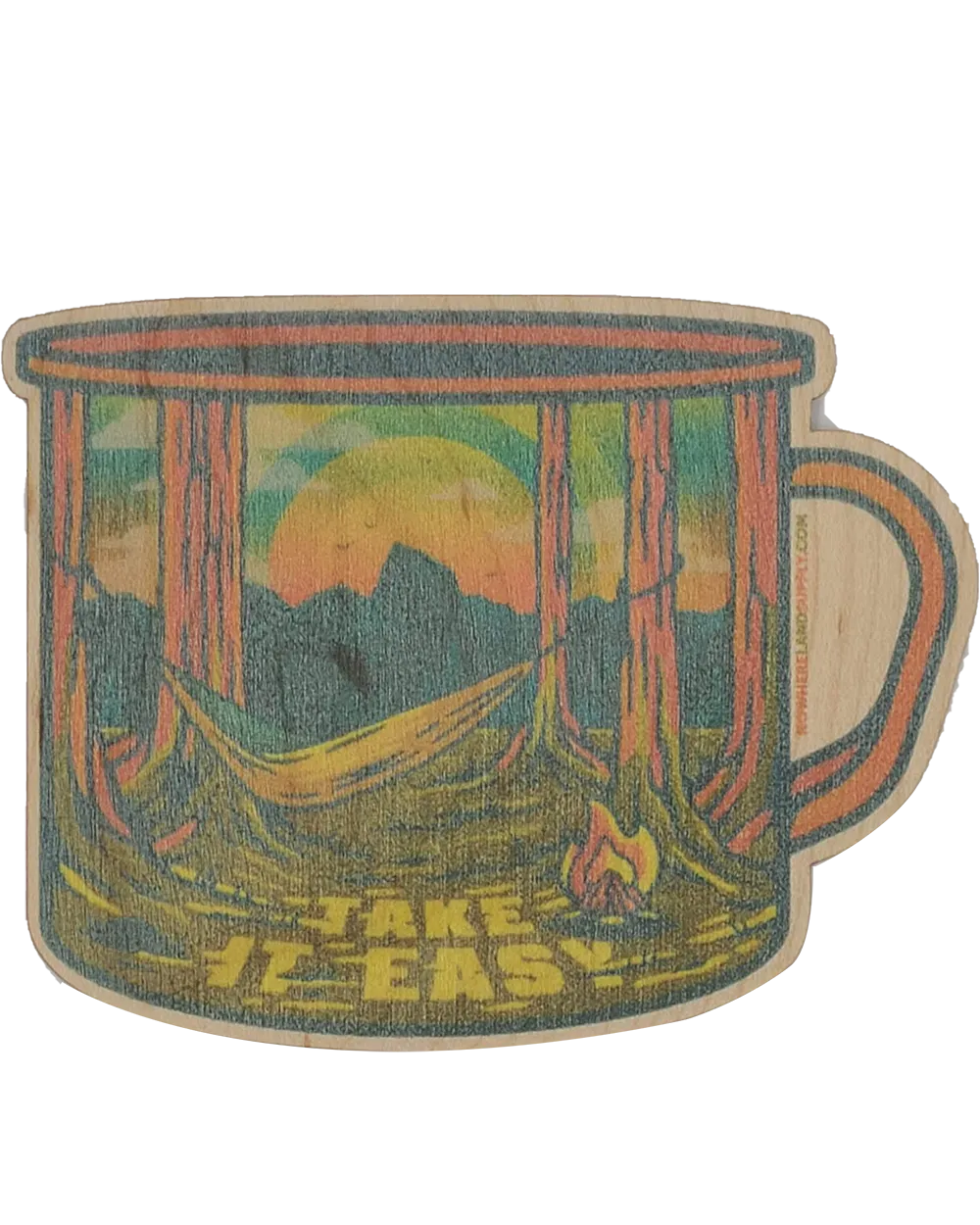 Camping Mug Wood Sticker - Dust City