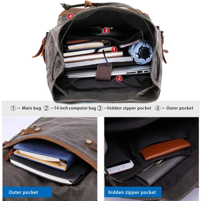 Canvas Travel Backpack 20L Drawstring Bookbag