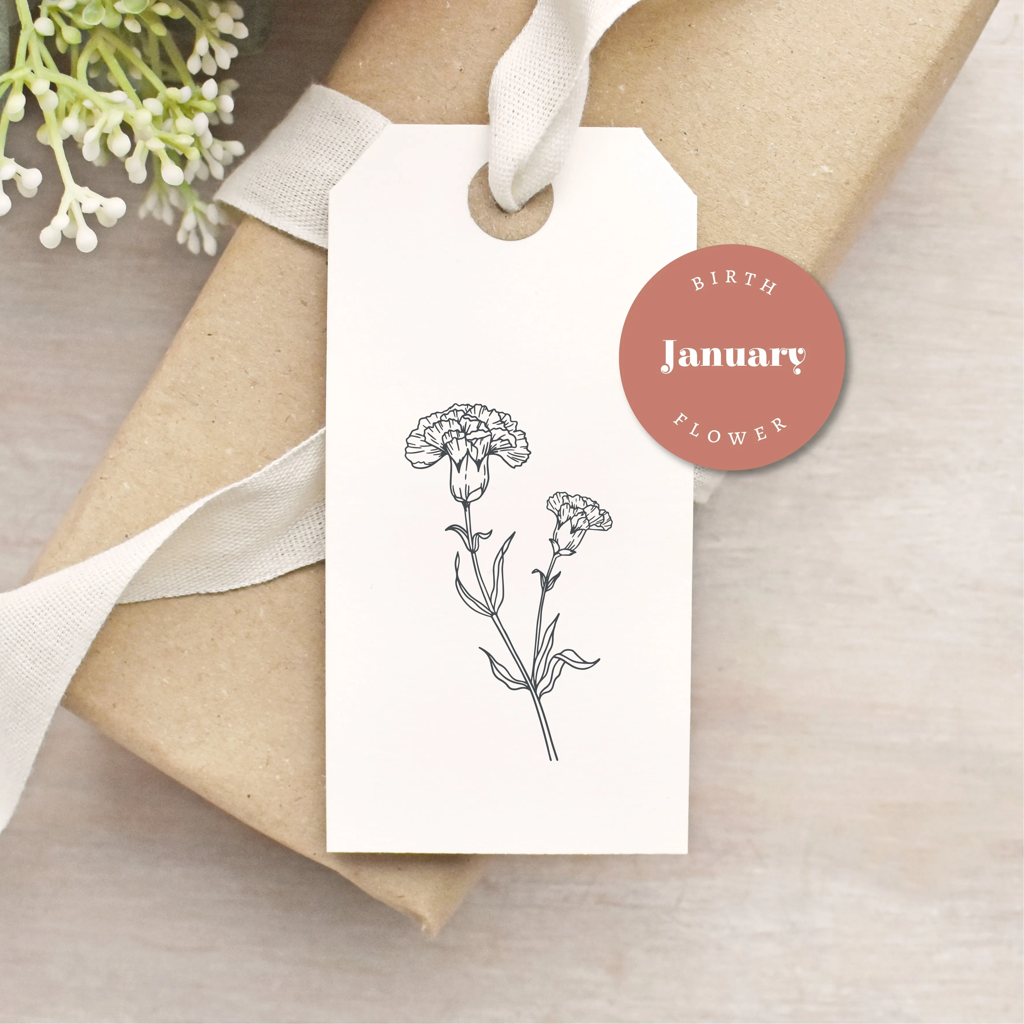 Carnation Flower Rubber Stamp | January Birth Flower