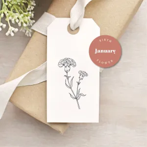 Carnation Flower Rubber Stamp | January Birth Flower