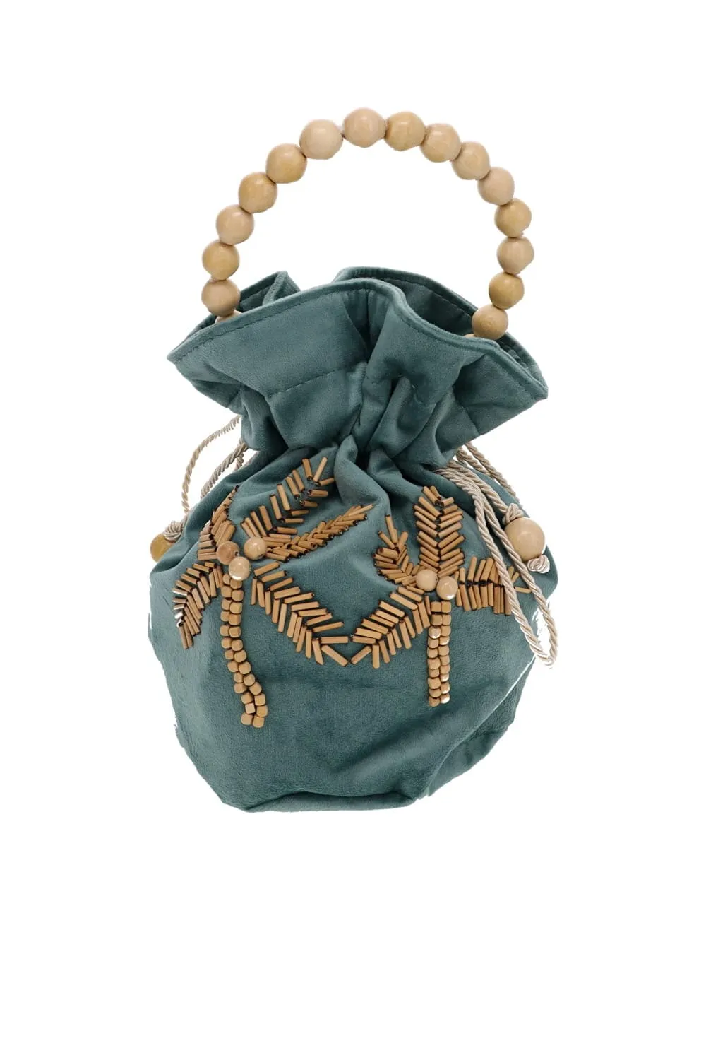 Carol Beaded Velvet Drawstring Bag