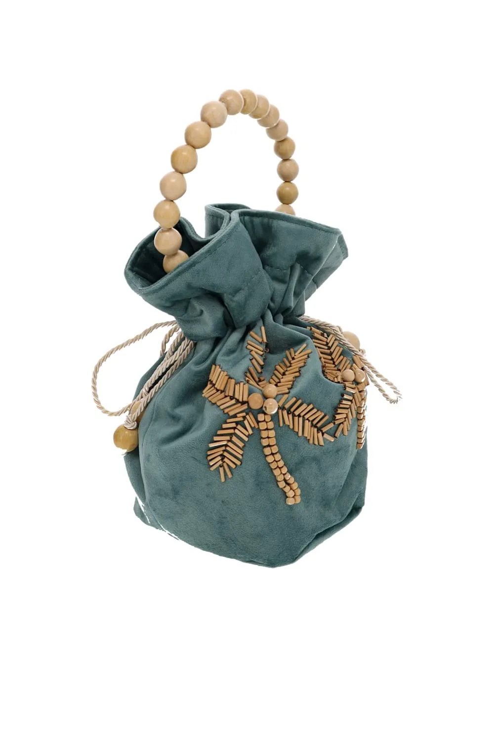 Carol Beaded Velvet Drawstring Bag