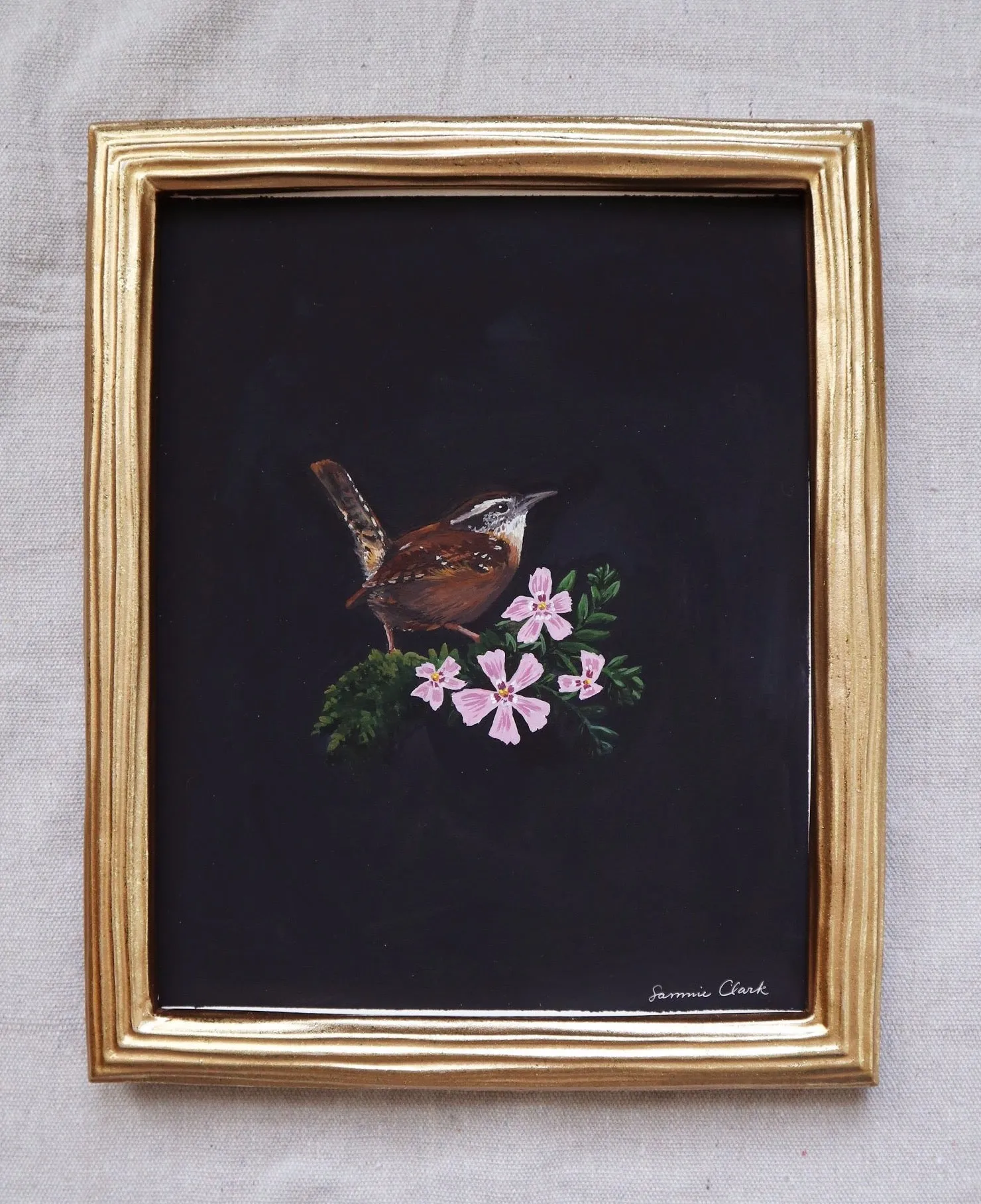 Carolina Wren with Phlox Original Painting