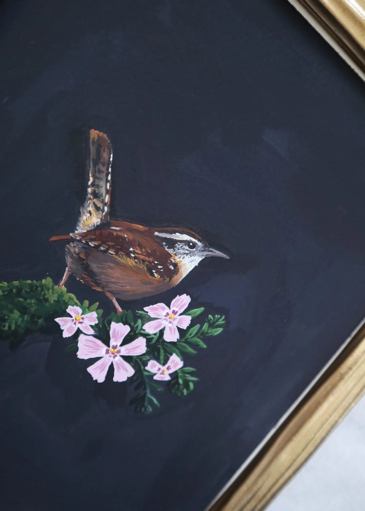 Carolina Wren with Phlox Original Painting