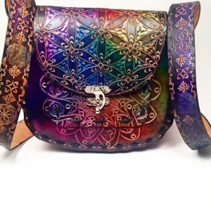 Carved Leather Purse Large Round - Miscellaneous Designs