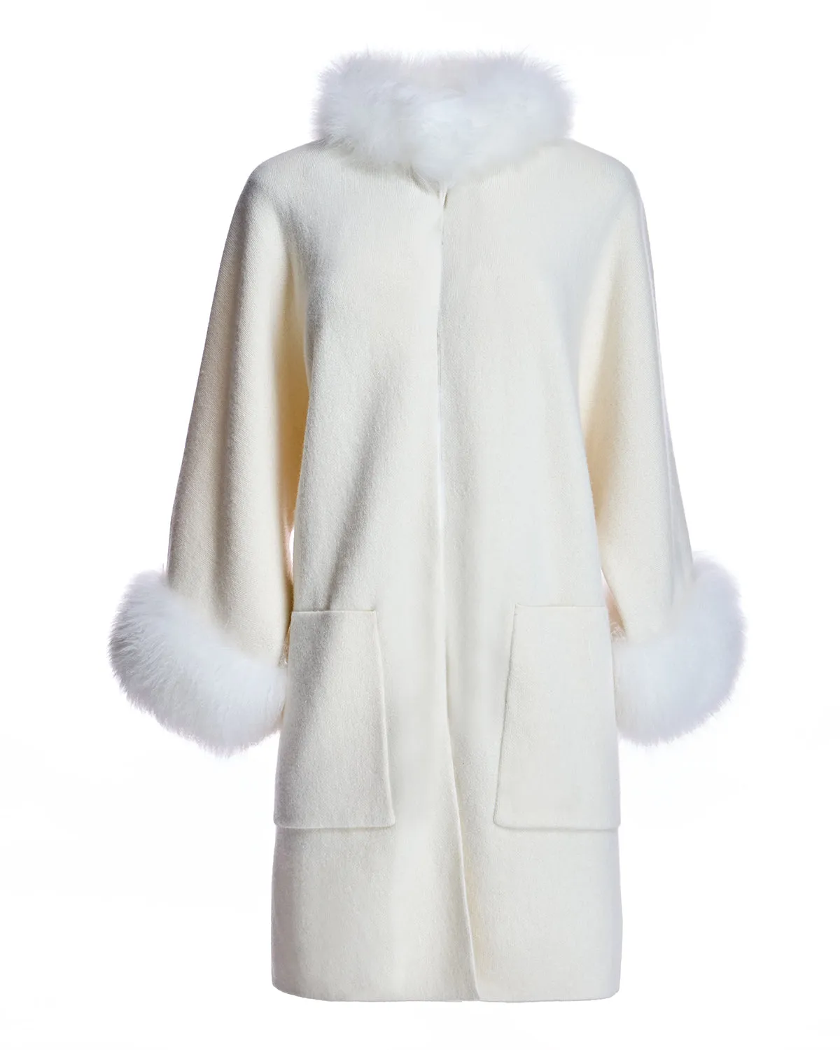 Cashmere Kimono with Cashmere Goat Trim