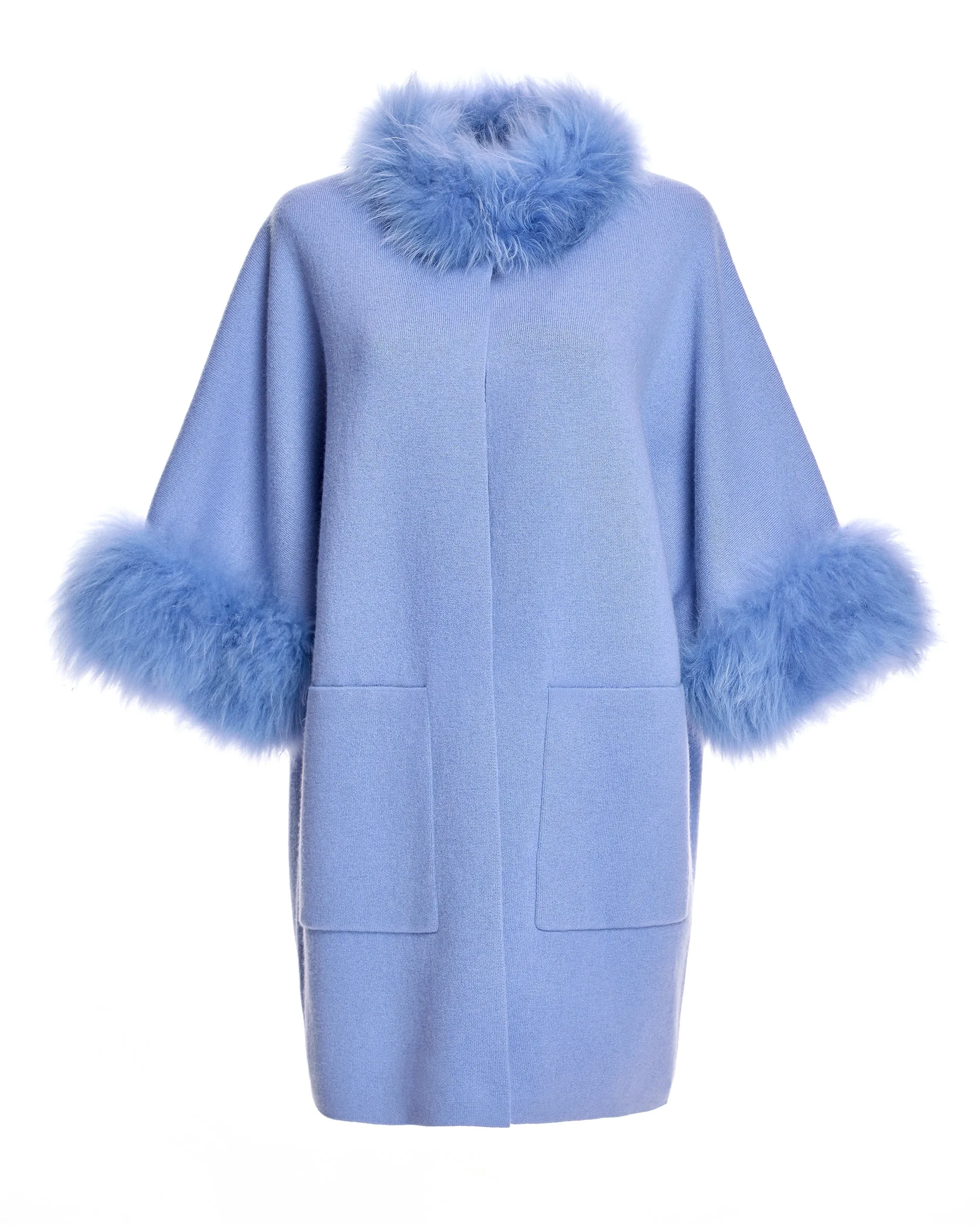 Cashmere Kimono with Cashmere Goat Trim