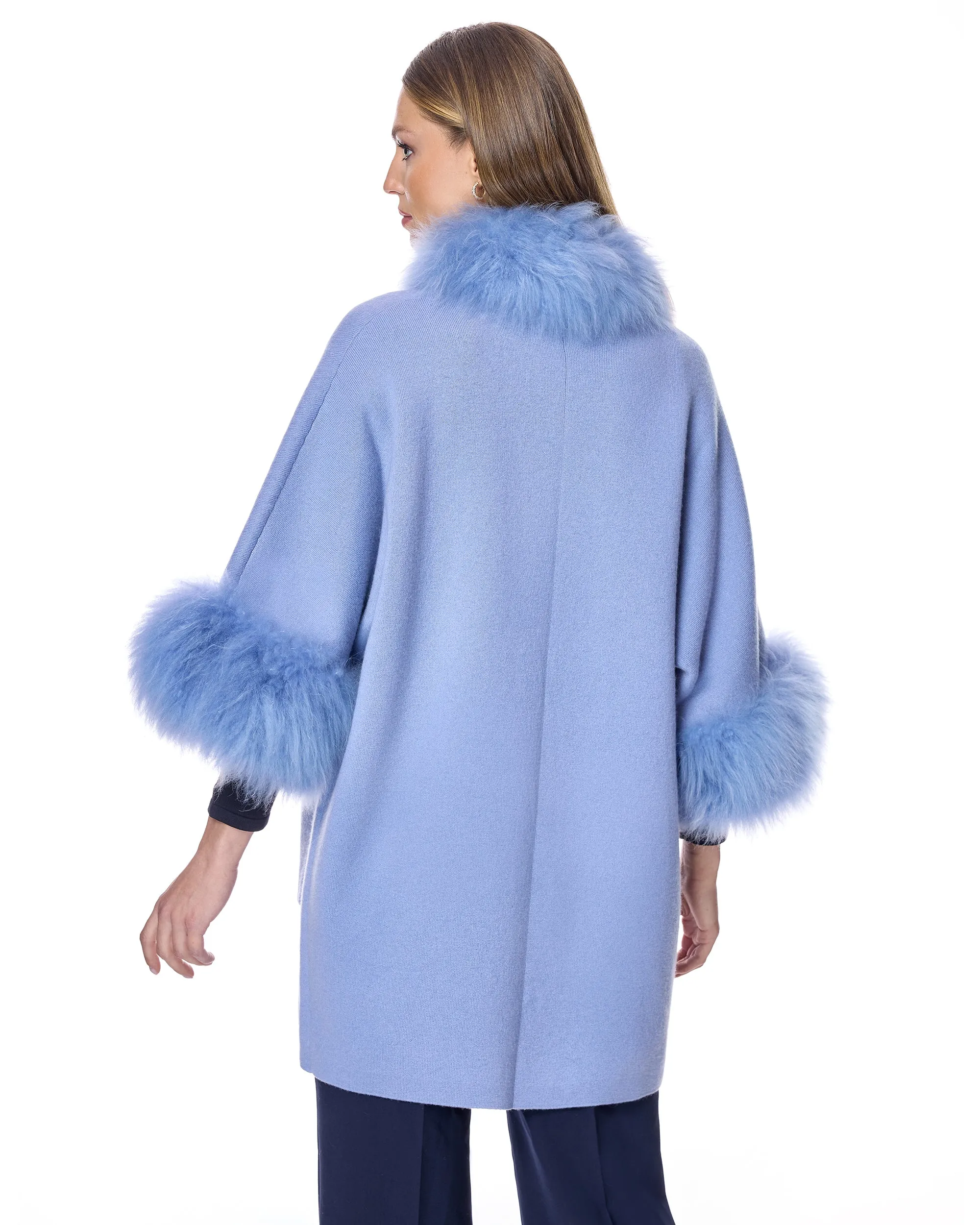 Cashmere Kimono with Cashmere Goat Trim