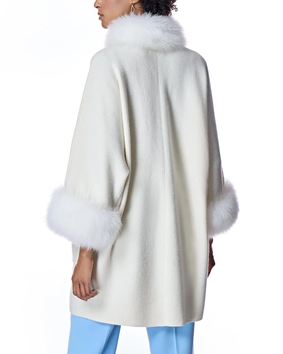 Cashmere Kimono with Cashmere Goat Trim
