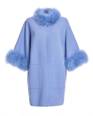 Cashmere Kimono with Cashmere Goat Trim