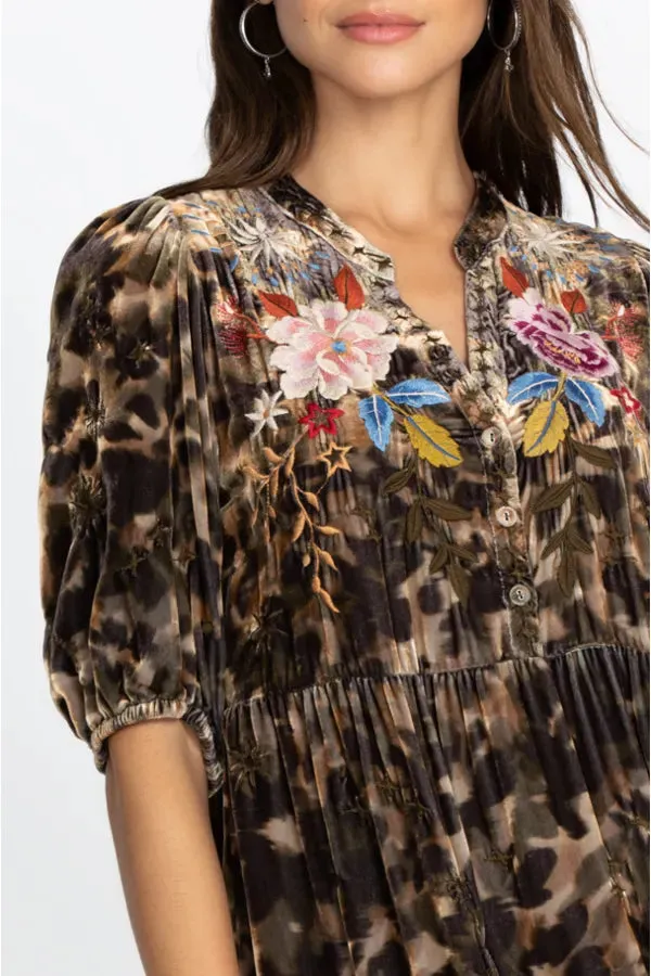 Celestin Velvet Puff Sleeve Dress