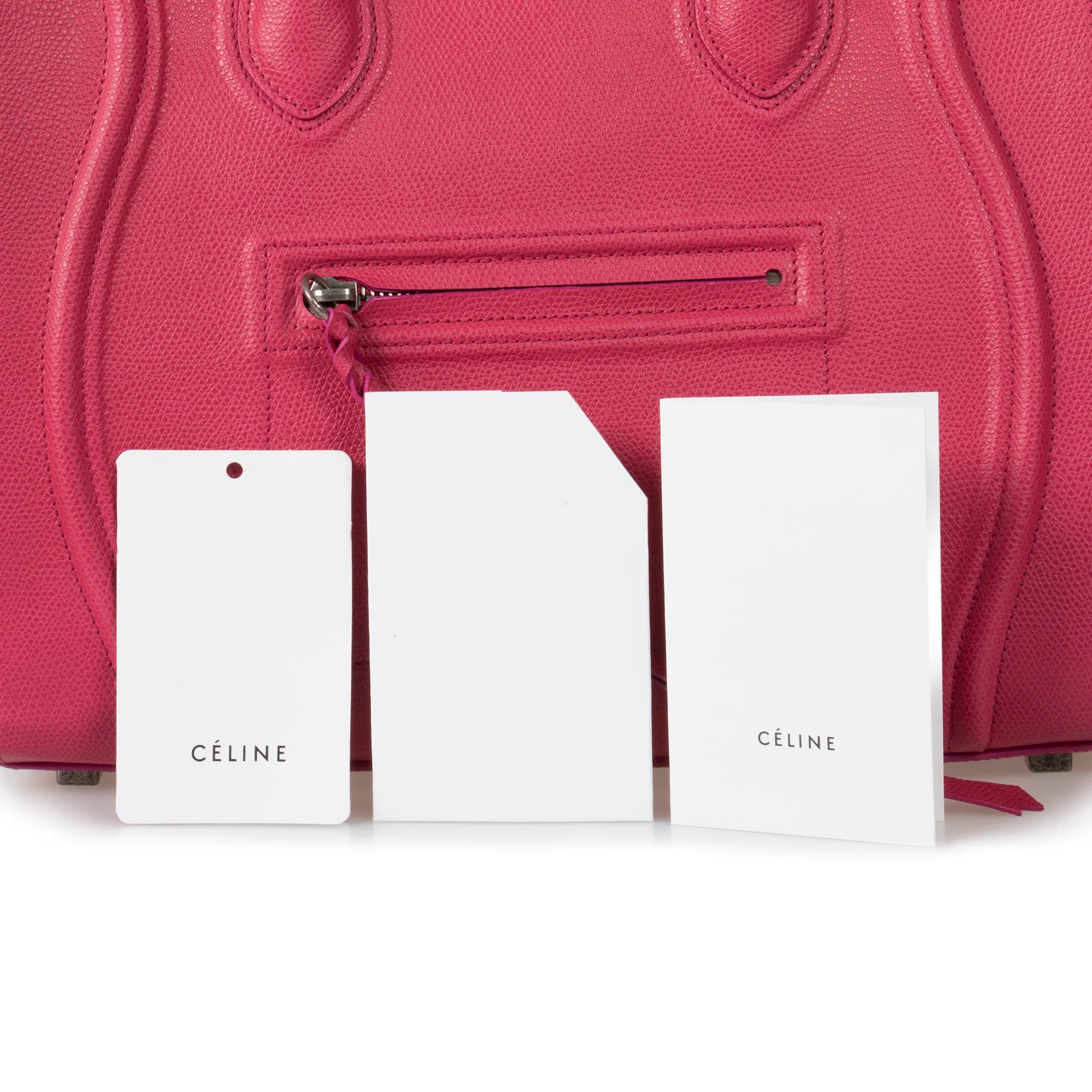 Celine Medium Luggage Phantom Bag In Fuchsia Baby Grained Calfskin Leather