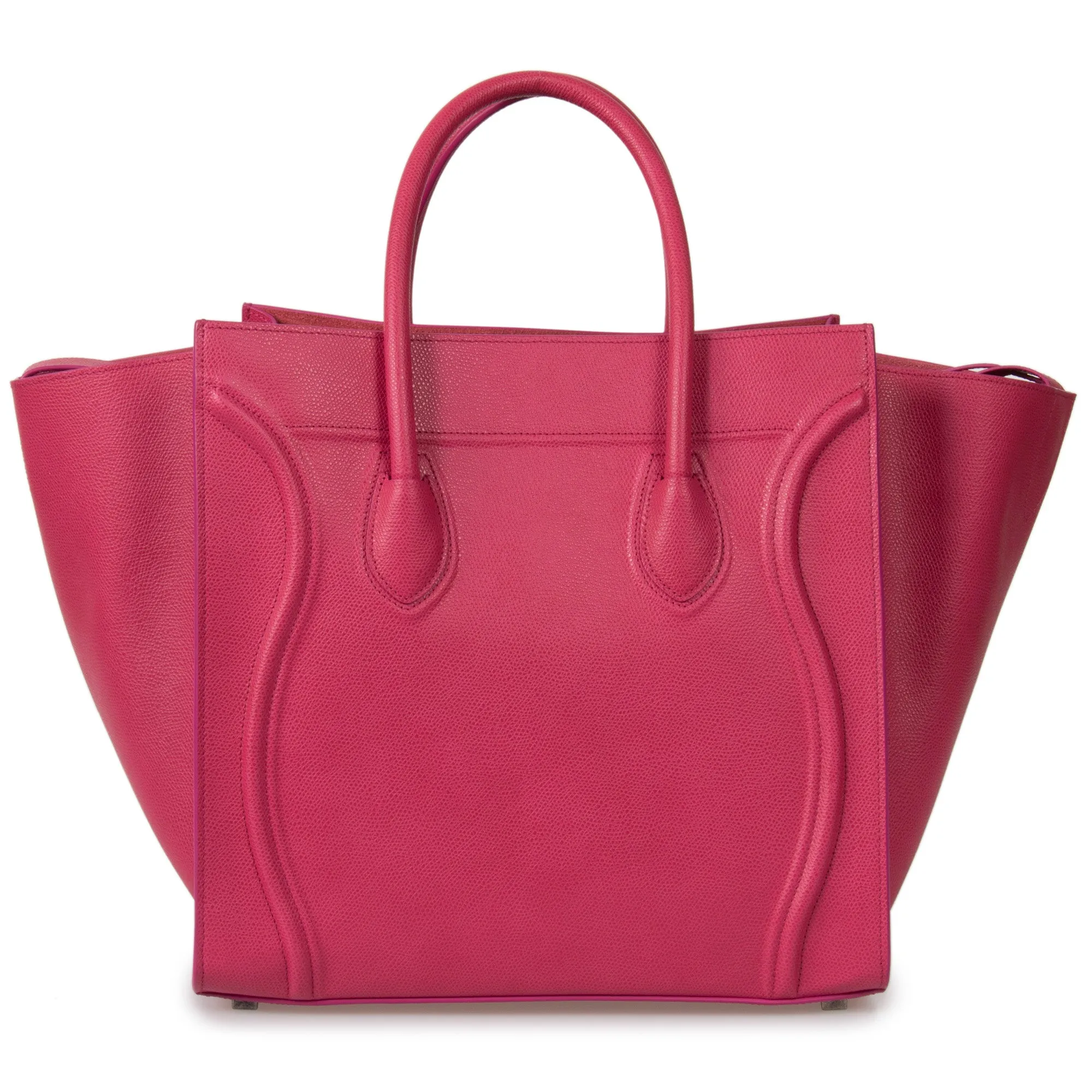 Celine Medium Luggage Phantom Bag In Fuchsia Baby Grained Calfskin Leather