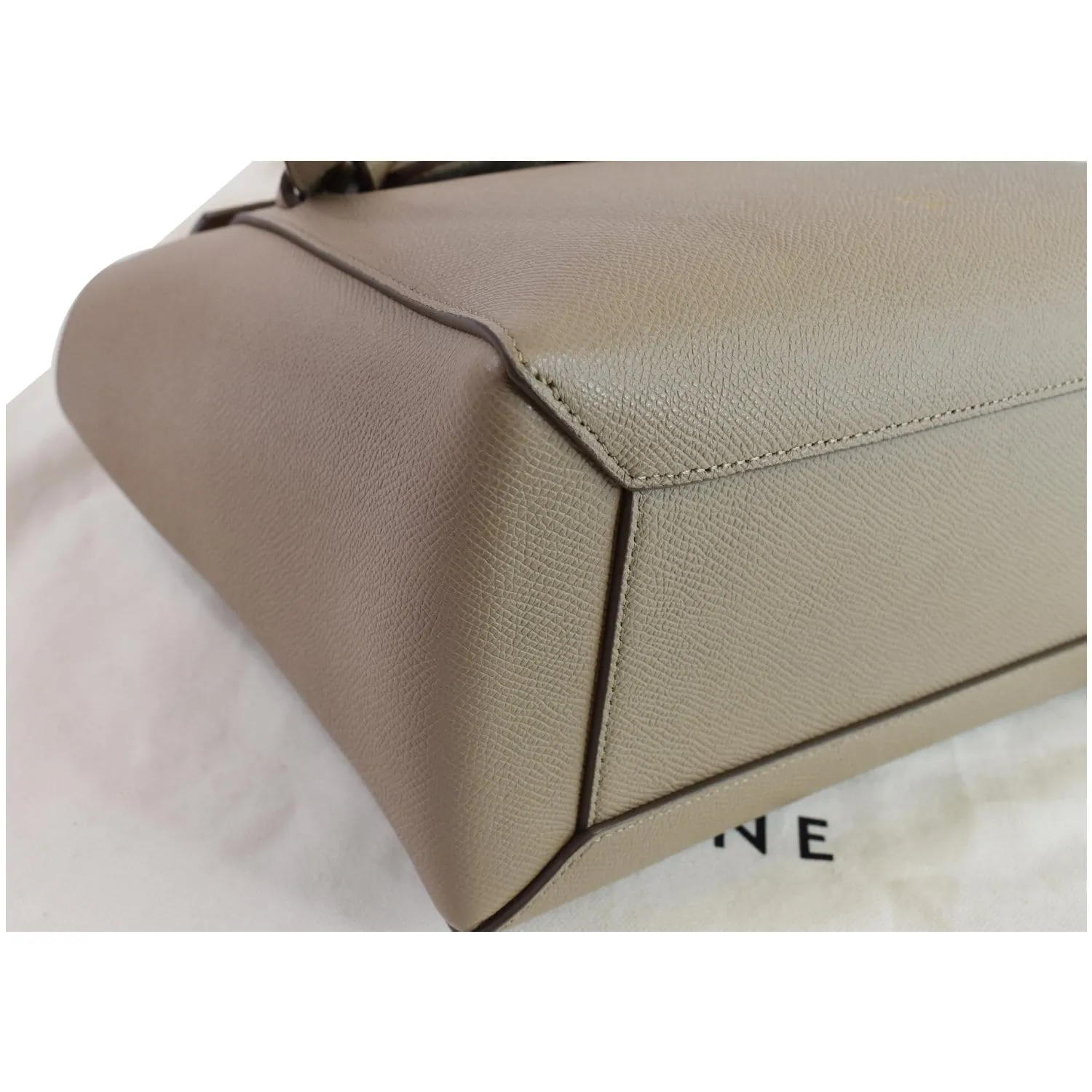 CELINE Micro Belt Grained Calfskin 2Way Shoulder Bag Taupe