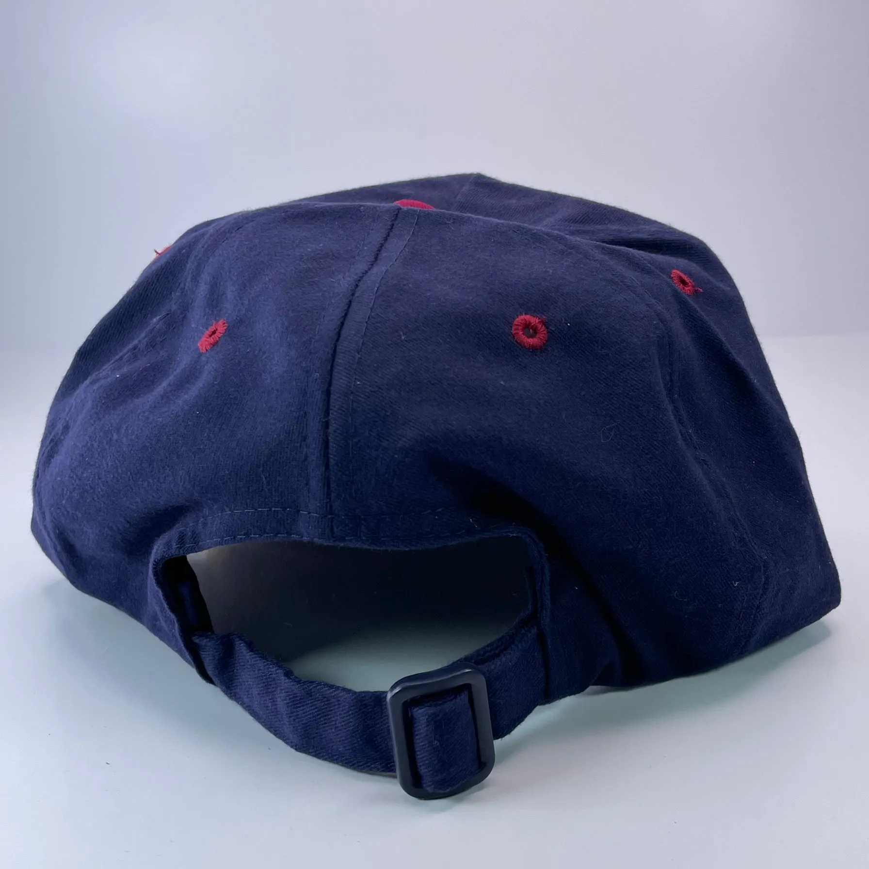 Certified Alcoholic Vintage Mid-High Navy Crown Maroon Brim Strapback Hat Cap Custom Embroidery